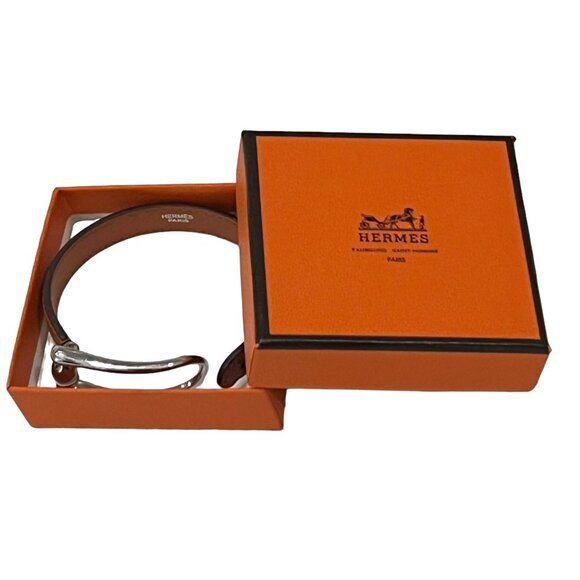 HERMES Brown, Leather & Silver Buckle Bracelet #1307 - Picture 11 of 11